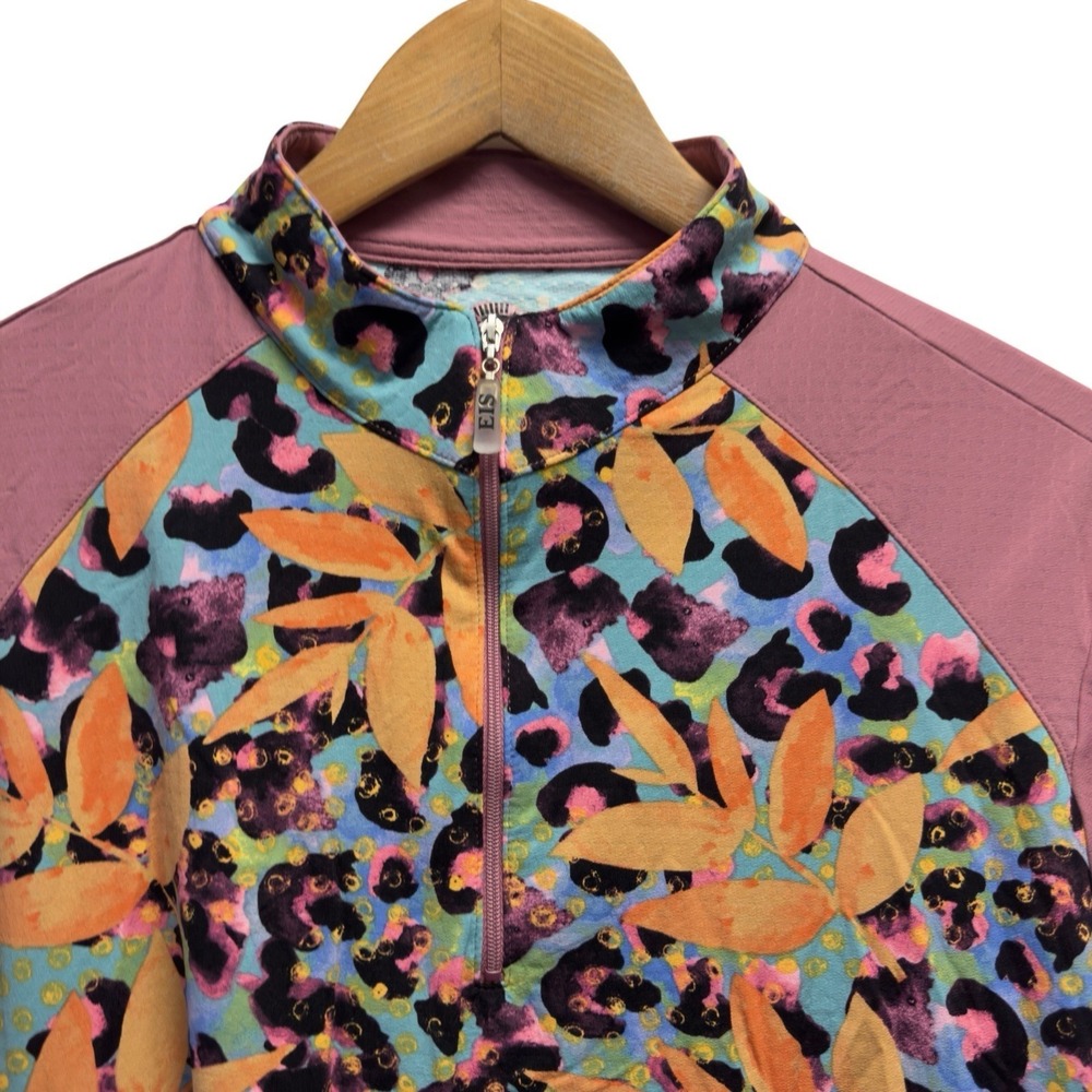EIS Women's Sz 2X Performance 1/4 Zip Cooling Equestrian Floral Pullover Sun Top